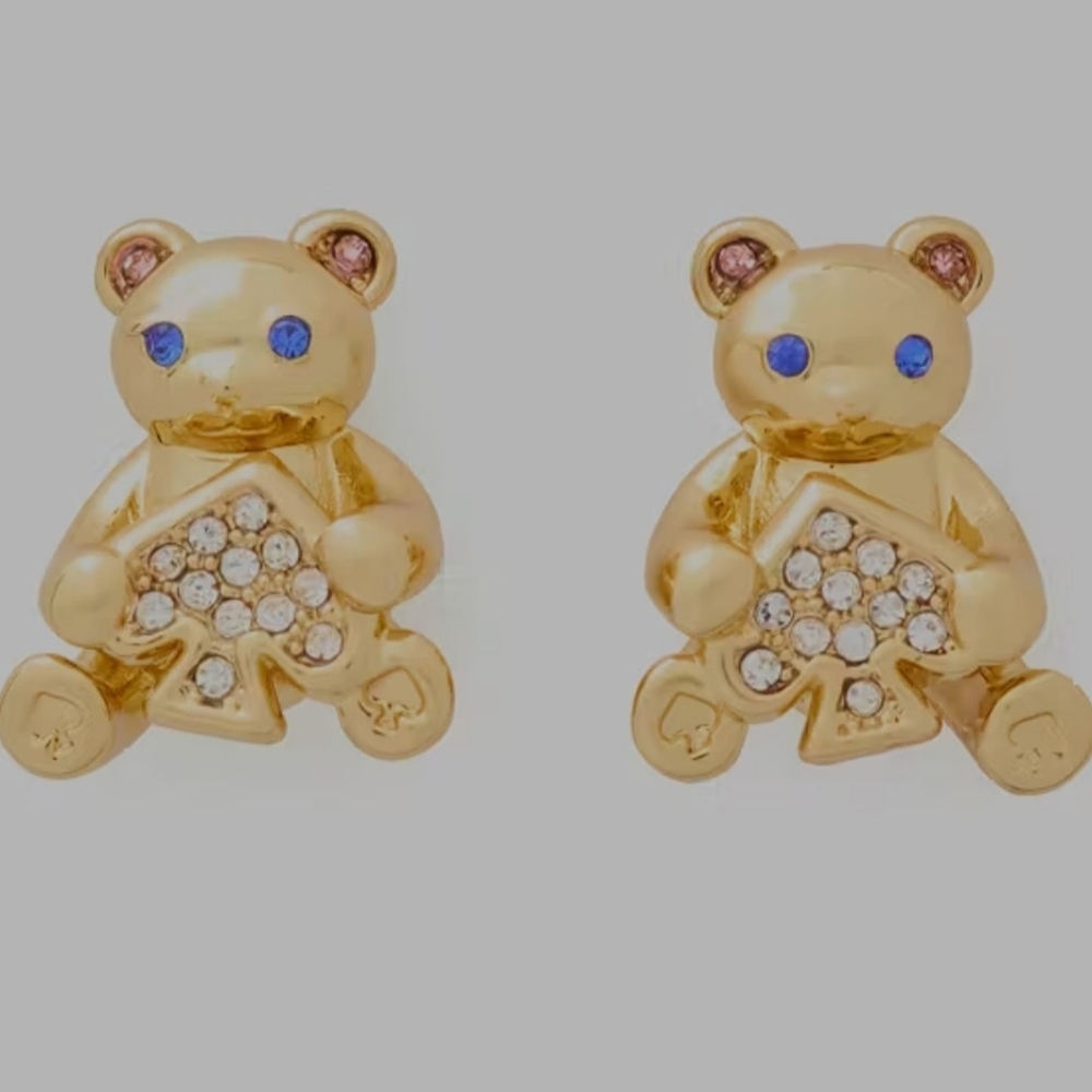 KATE SPADE Oh What Fun Spade Teddy Bear Studs - Picture 2 of 6